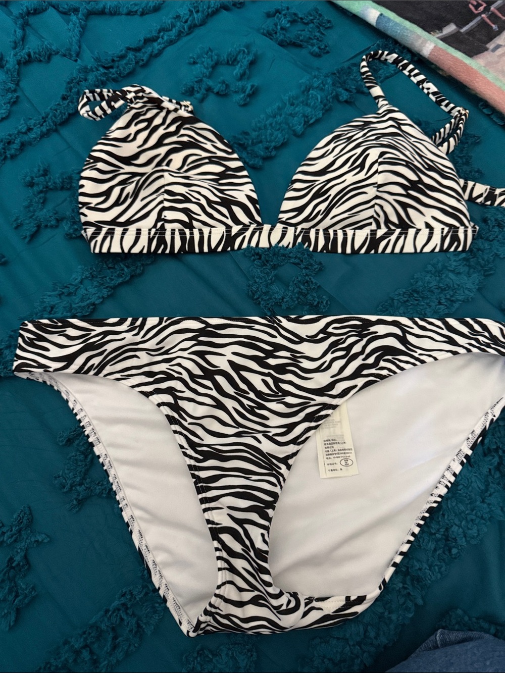 Hollister Zebra Print Bikini Set Size Medium Black and White